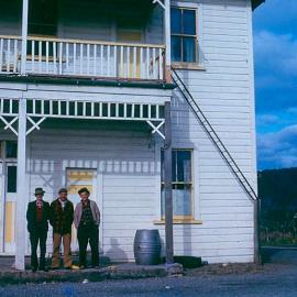 Mulhollands outside Seddonville Hotel. ca.1966.