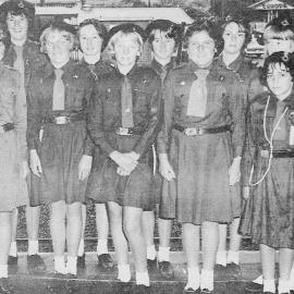 Cobden Girl Guides - ready to leave on a trip to Christchurch.ca.1965.