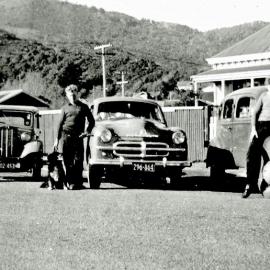 Morris 8 and 1954 Vauxhall outside Bell house on Shakespeare Street. 1950`s.