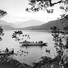 Boating on Lake Kaniere. ca.1895-1910.
