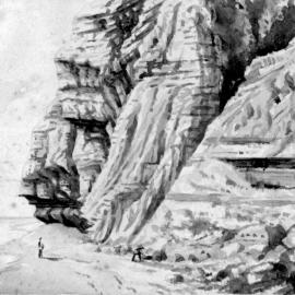 90' fault and coal seam, 7 1/2 miles North of Greymouth. 1873.