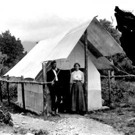 Cyril Northcroft and his wife Florence nee Filmer on their honeymoon, Whataroa 1912.
