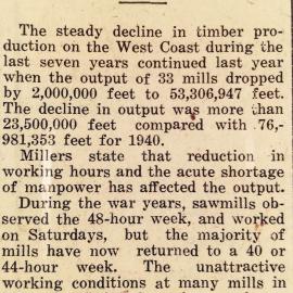 Steady decline - Timber production on the West Coast.1948.