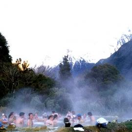Welcome Flat hot pools,17 kilometres up the Copland River, Westland.1994.