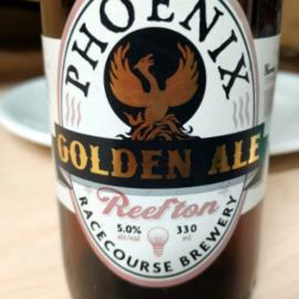 A bottle of racecourse golden ale from Phoenix Brewery, Reefton.