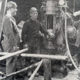 Mines department petrol-driven rotary drill operating near Blackball