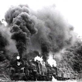 J 1232 + J 1210 working hard on the long climb between Jacksons and Otira,