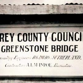 Grey County Council Greenstone Bridge sign.