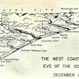 West Coast map -  Eve of goldrush, 1864