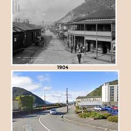 Mawhera Quay, Greymouth - before and after - 1904 and 2001.