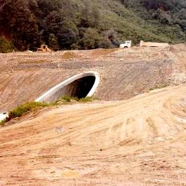 Lyell Culvert being built.   ca.1980. 