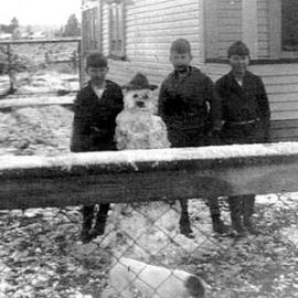 A snowman in Kaiata, 1930s