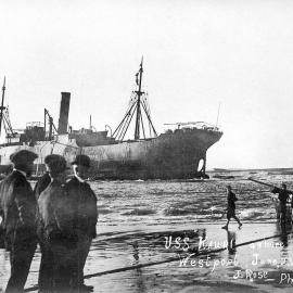 USS Kauri ashore at Westport.June 23rd,1914.