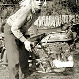 Kevin Molloy at his home at Kotuku.1935.