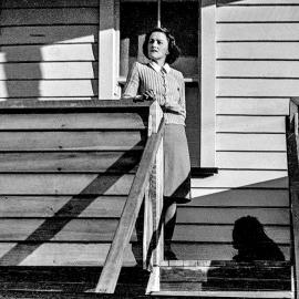 My mum Marjorie Stephen on the verandah of her home in Waiuta. Mid 1940s.