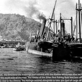The Omana broke moorings and collided with the Kiwitea, Greymouth.1935.  - ALBUM -