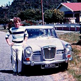 Miles Reay with his Wolseley 16/60, Marsden Rd Greymouth