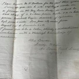 Dredge letters and qualifications relating to Captn William Mollison *PHOTO ALBUM*