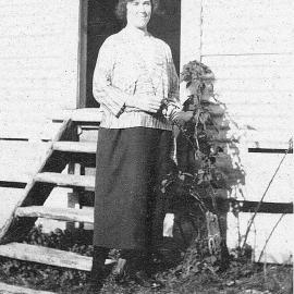 Lill Calder outside the Mosley family home in Corbyvale 