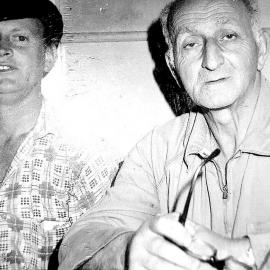 Percy Billett and Toofy Anisy in the porters room Greymouth railway station