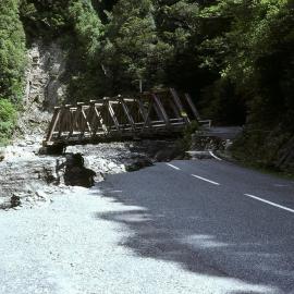 Washout of bridge in Otira gorge in the 1979 storm