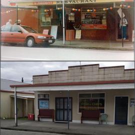 Takeaway shop, Broadway, Reefton -  Then(date unknown) and Now, 2021.