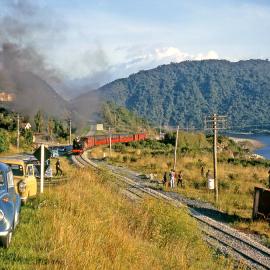Steam locomotive Ww 644 passing through Omoto slip area. 30 March 1970. 