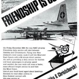 NAC friendship plane advert, Hokitika flight