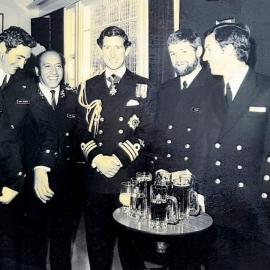 Three Coasters with Prince Charles -  Devonport Naval base Auckland 1980