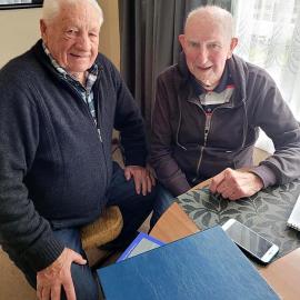 Alan Pegley (L) and Alan Messenger - catching up and re riding bike races from the 1950s