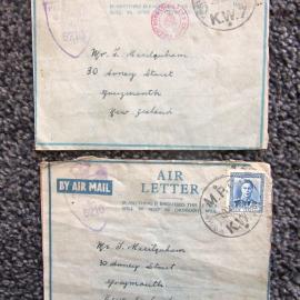 Two letters posted from World War 11 to Tom Macilquham, Arney St Greymouth.
