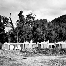Haast Highway Construction camp at the Whakapohai River . ca. 1963.