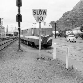 Vulcan Railcar leaving Greymouth .1967.