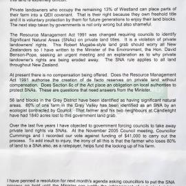 Significant Natural Areas - Letter to Government.2006.