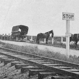 Van in trouble on Arahura bridge, 1907