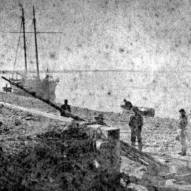 The oldest photos of the Greymouth river front.1865 - 67.  - ALBUM -