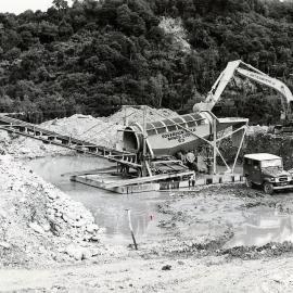Sovereign Gold Mines gold recovery floating unit, near Greymouth, Dec 1983.