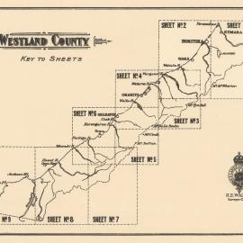 Westland County cadastral index map key diagram for county maps dated 1919-1935