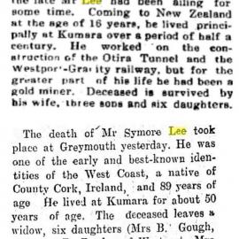 Symore Lee obituary.1934.