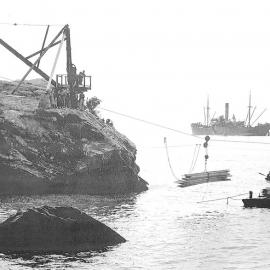 Loading timber at Bruce Bay to  be shipped to Australia.ca.1930`s - 1940`s