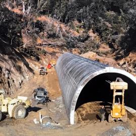 Grave Creek, Paringa - Haast Highway Construction.ca.1960`s.