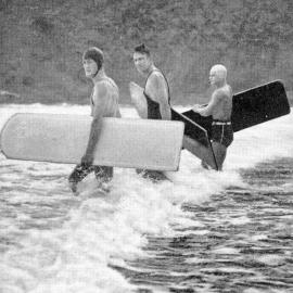 Surfing enthusiasts on a Westport Beach.1935.