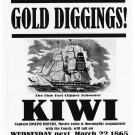 Direct for the Grey River Gold diggings - Kiwi - Capt . Joseph Briars.1865.