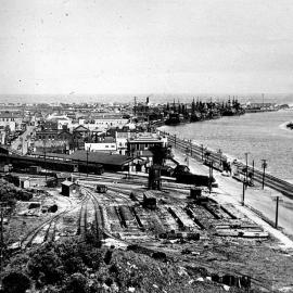 Greymouth train station and elevated view of Greymouth.ca.1930.
