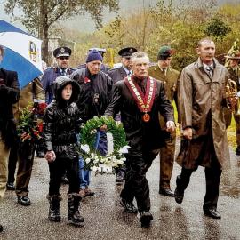 A wet ANZAC day parade Blackball.2014.
