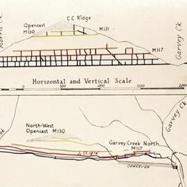 Section and plan of North-west and South East mines in Garvey Creek.ca.Late 1940`s - early 1950`s.