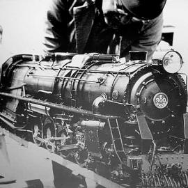 Bill Jackson (ex Cobden) with one of the many model trains he built.