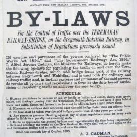 Taramakau road rail bridge bylaws