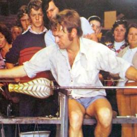 Ove Jansen at the  Free Form Glass Factory Hokitika.ca.1970`s.