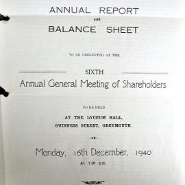 AGM of Maori Gold Ltd, Greymouth, 1940.